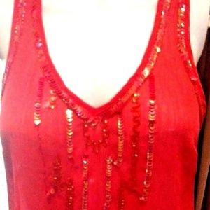❤️Tunic Sleeveless Blouse Small Embellished Hi Low